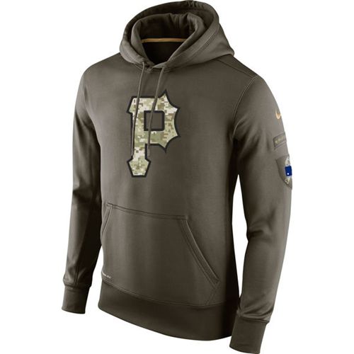 Men's Pittsburgh Pirates Nike Olive Salute To Service KO Performance Hoodie - Click Image to Close